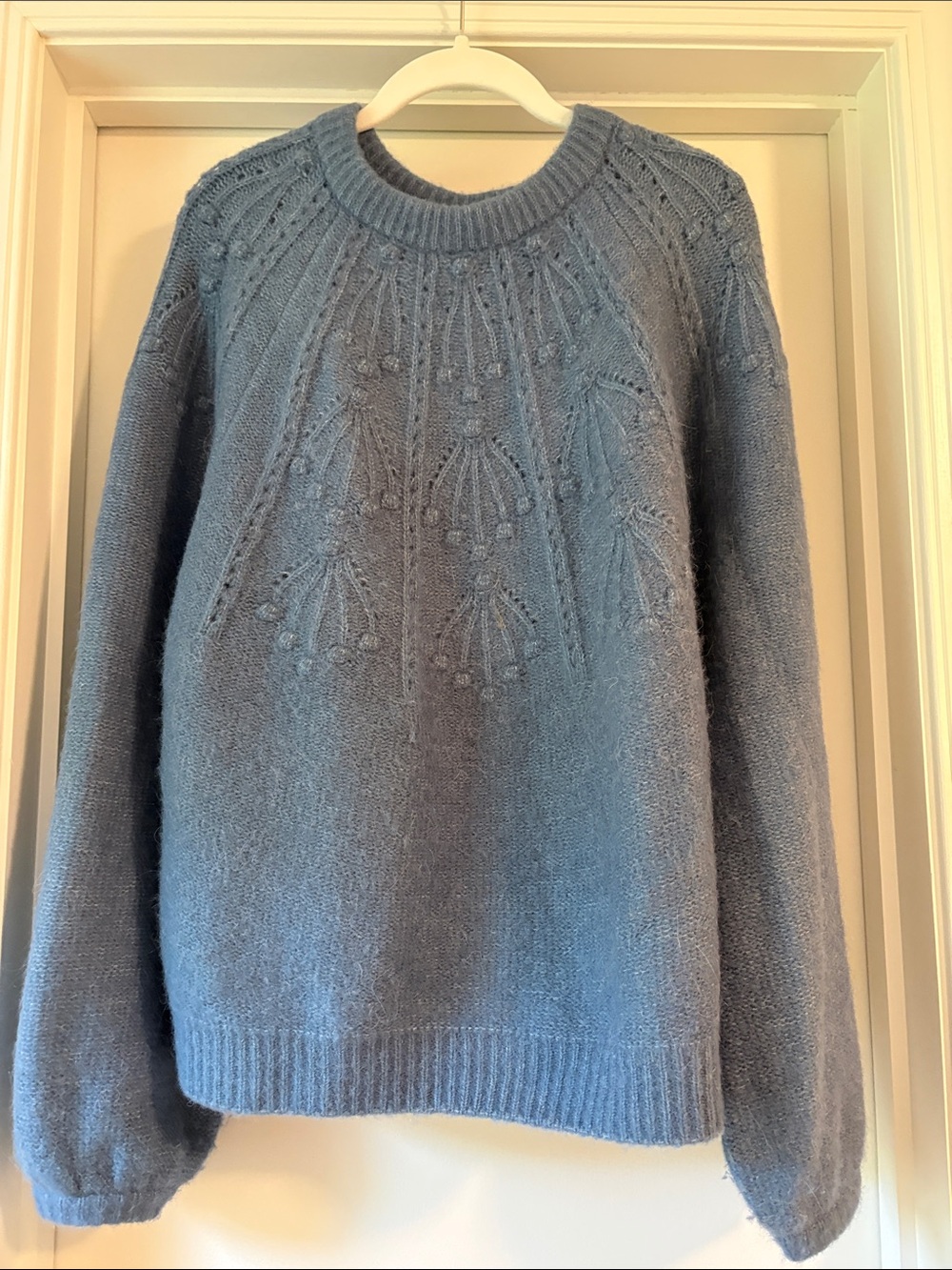 Boden Dusty Blue Textured Crewneck Sweater